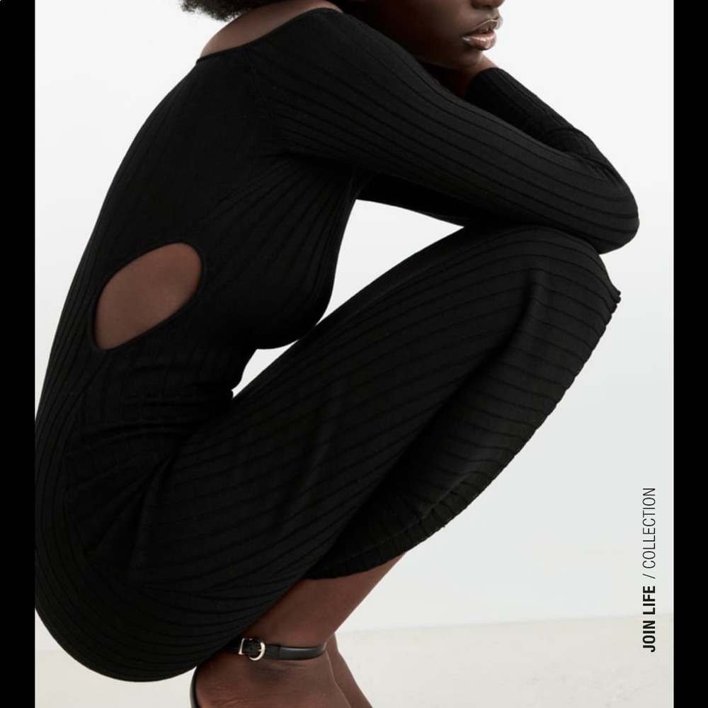 🆕 Zara Cut Out Rib Dress SIZE Medium - Picture 3 of 11